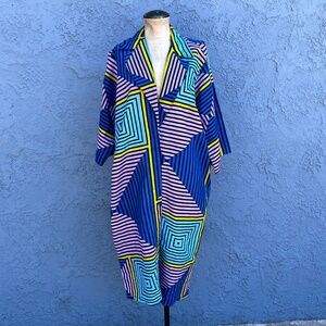 Geometric Duster Blouse Art to Wear tunic in 1X lagenlook